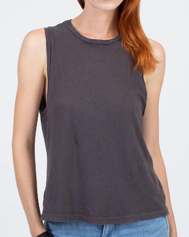 "x Hanes" Grey Basic Cotton Tank one shoulder tank