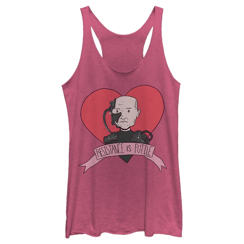 Women's Star Trek: The Next Generation Valentine's Cartoon Borg Picard Heart Resistance Is Futile Racerback Tank Top low neck tank Women's Star Trek: The Next Generation Valentine's Cartoon Borg Picard Heart Resistance Is Futile Racerback Tank Top low neck tank