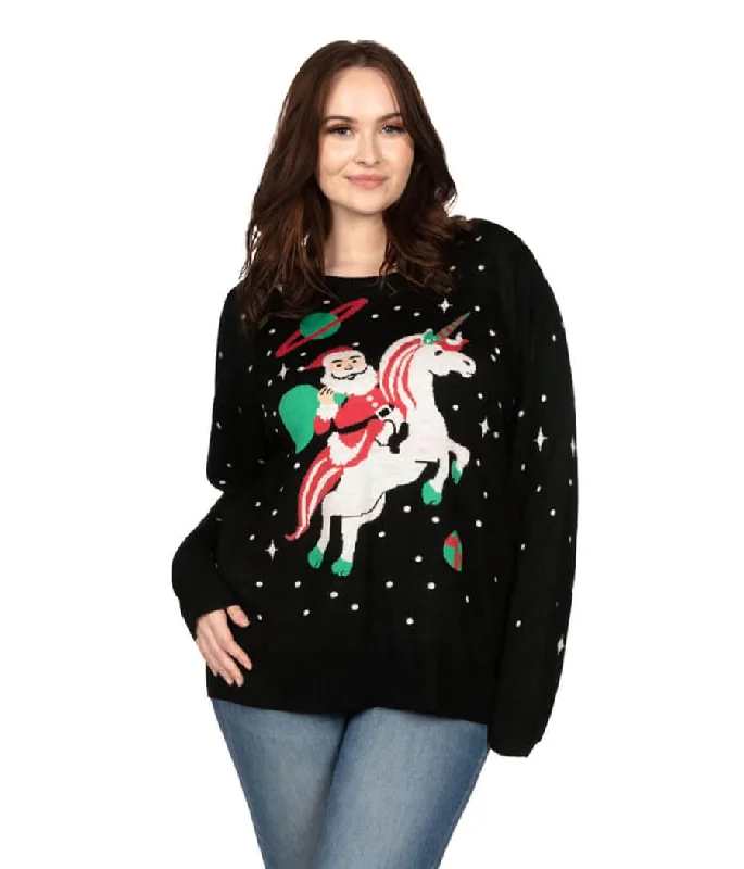 Women's Santa Unicorn Plus Size Ugly Christmas Sweater Lightweight Heavyweight Midweight