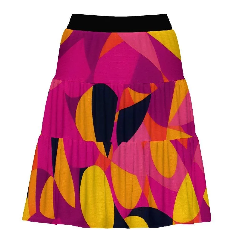 Munich Print Tiered Ruffle Skirt - Airline Series pencil skirt chic