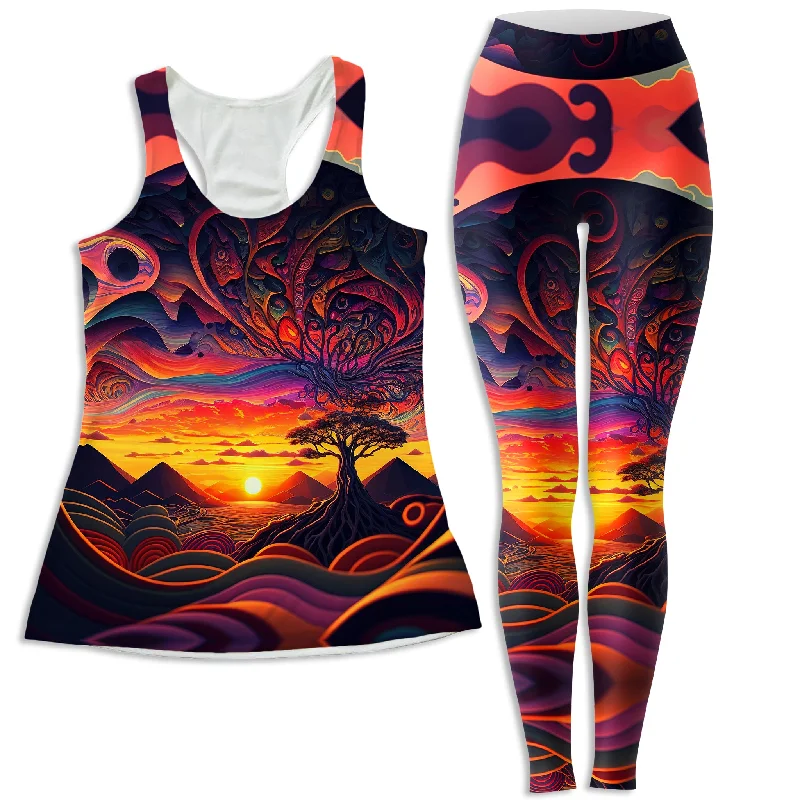 Acid Sunset Women's Tank and Leggings Combo breathable tank top