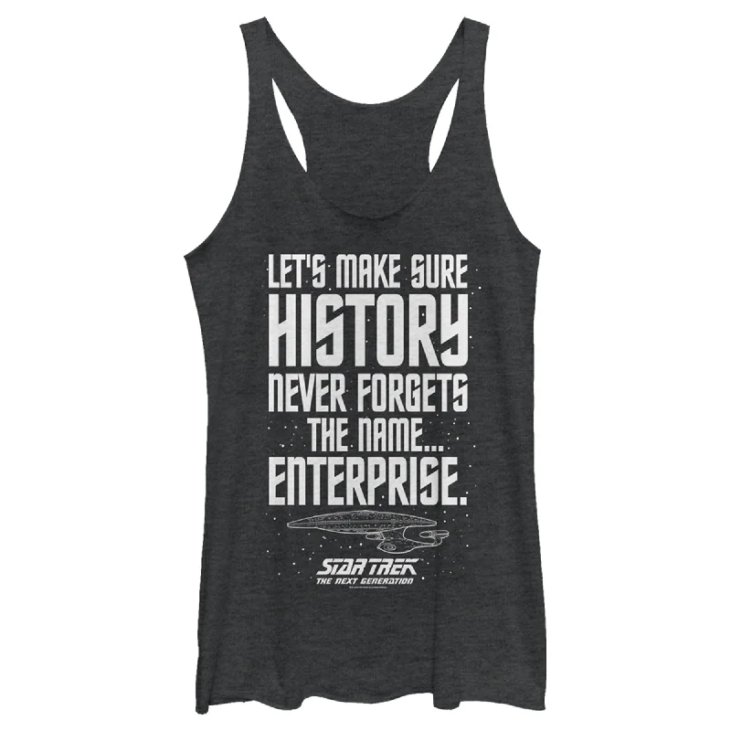 Women's Star Trek: The Next Generation Let's Make Sure History Never Forgets The USS Enterprise Racerback Tank Top graphic tank top Women's Star Trek: The Next Generation Let's Make Sure History Never Forgets The USS Enterprise Racerback Tank Top graphic tank top