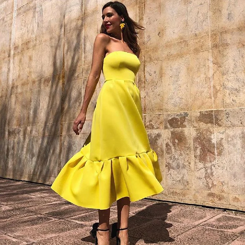 A-line Simple Tea-length Jersey Backless Homecoming Dress, FC2671 Tunics Floral girly A-line Simple Tea-length Jersey Backless Homecoming Dress, FC2671 Tunics Floral girly