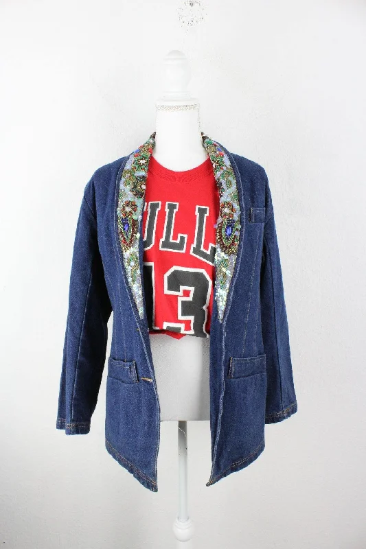 Vintage J.B. Diffusion Denim Jeans Jacket (M) Fitted Jacket Loose Jacket Oversized Jacket