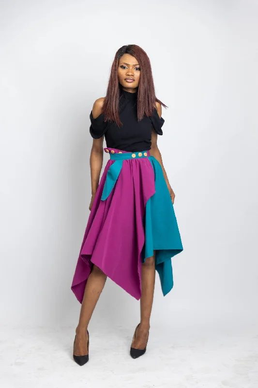 Tade Wrap Two-Toned Skater Skirt maxi skirt elegant