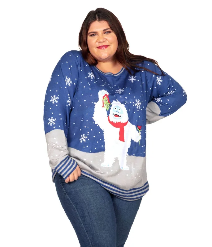 Women's Romantic Bumble Plus Size Ugly Christmas Sweater Toggled Drawstring Belted