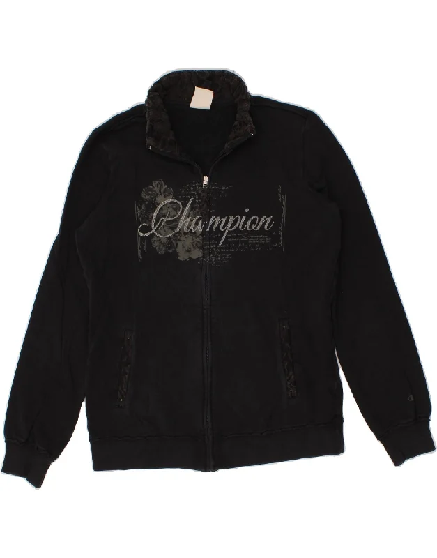 CHAMPION Womens Graphic Tracksuit Top Jacket UK 16 Large Navy Blue Cotton Denim Jacket Leather Jacket Suede Jacket CHAMPION Womens Graphic Tracksuit Top Jacket UK 16 Large Navy Blue Cotton Denim Jacket Leather Jacket Suede Jacket