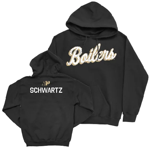 Women's Tennis Black Script Hoodie  - Sophie Schwartz Hoodie with Set-In Sleeves Structured Classic