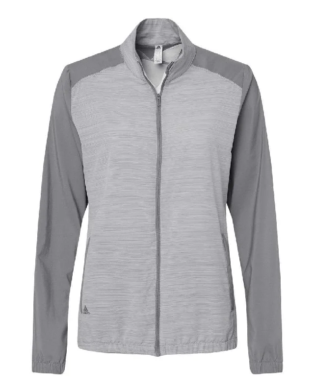 adidas - Women's Heather Block Full-Zip Wind Jacket Fitted Jacket Loose Jacket Oversized Jacket