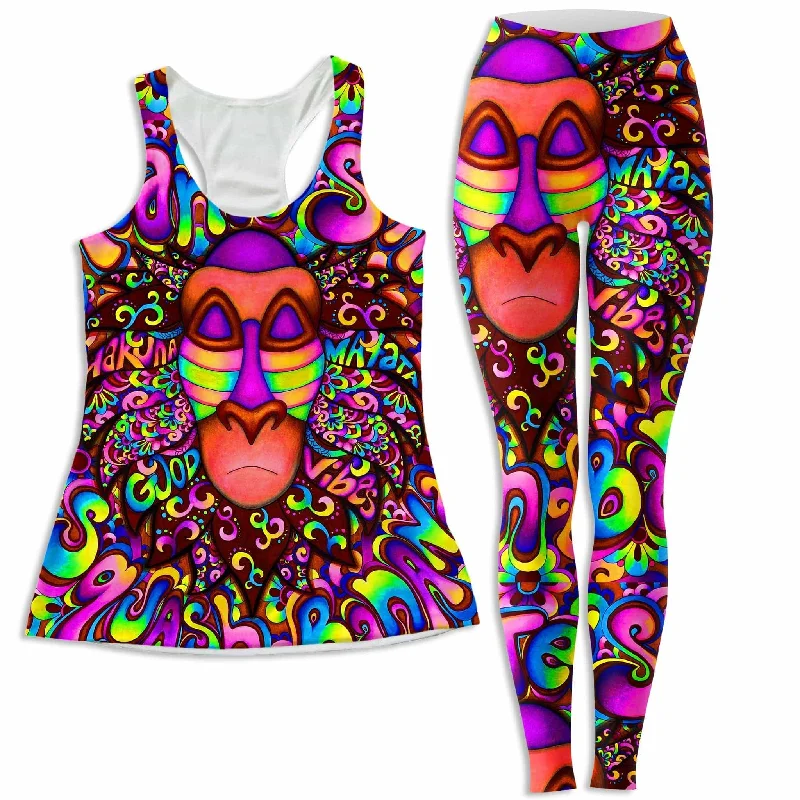 Rafiki Vibes Women's Tank and Leggings Combo mesh tank top