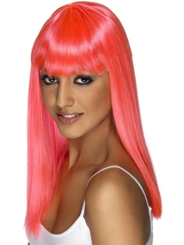Ladies Long Neon Pink Glamourama Wig 1980s Fancy Dress Costume Tunics Luxurious high-end Ladies Long Neon Pink Glamourama Wig 1980s Fancy Dress Costume Tunics Luxurious high-end