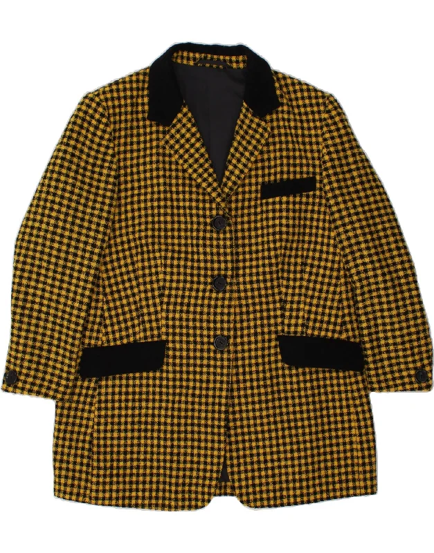 VINTAGE Womens 3 Button Blazer Jacket UK 18 XL Yellow Gingham Satin Jacket Silk Jacket Chiffon Jacket VINTAGE Womens 3 Button Blazer Jacket UK 18 XL Yellow Gingham Satin Jacket Silk Jacket Chiffon Jacket