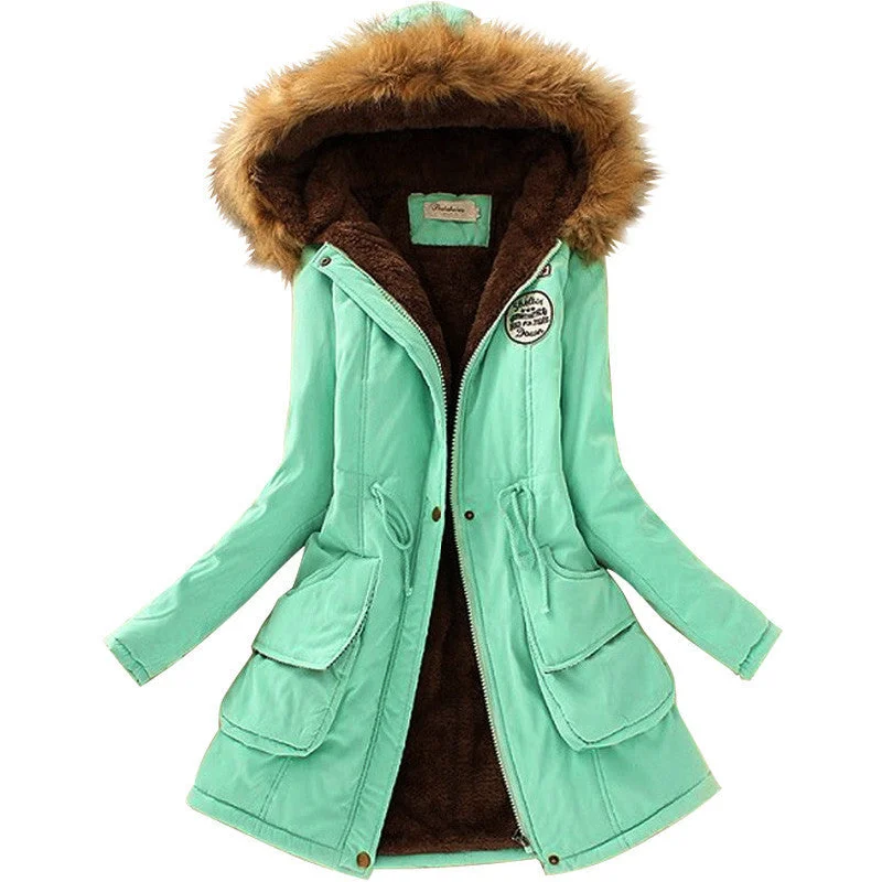 Fashion Fur Collar Coats Jackets for Women Women's Long Parka Plus Size Parka Hoodies Hoodie with Turtle Neck Cozy Winter