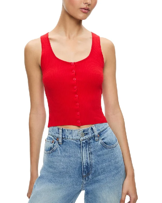 Alice + Olivia Daryn Button Thru Cropped Tank stylish tank top