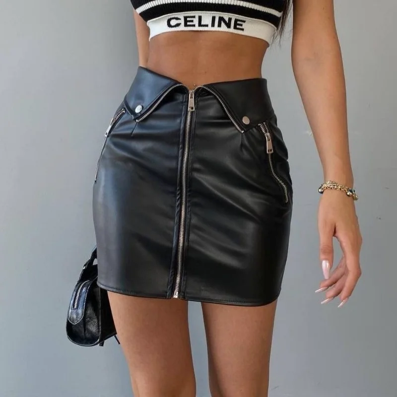 Women'S Fashion Sexy Leather Slim Zipper Skirt velvet skirt sumptuous