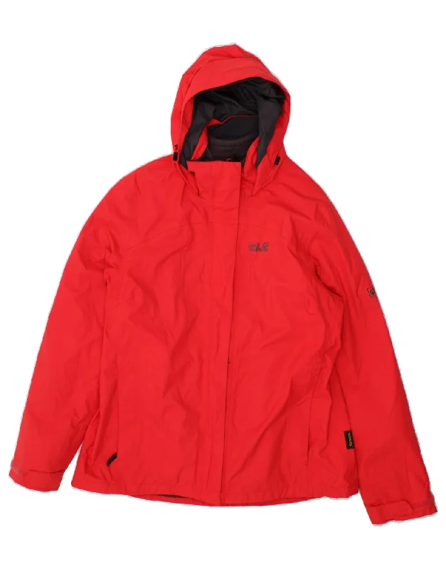 JACK WOLFSKIN Womens Hooded Windbreaker Jacket UK 14/16 Large Red Plaid Jacket Tartan Jacket Houndstooth Jacket JACK WOLFSKIN Womens Hooded Windbreaker Jacket UK 14/16 Large Red Plaid Jacket Tartan Jacket Houndstooth Jacket