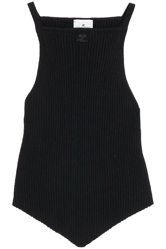 Courreges Women's 'Ribbed Knit Tank Top With Pointed Hem vibrant tank top