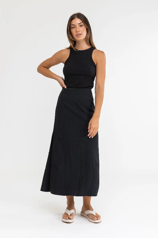 Rhythm Classic Midi Skirt linen skirt light