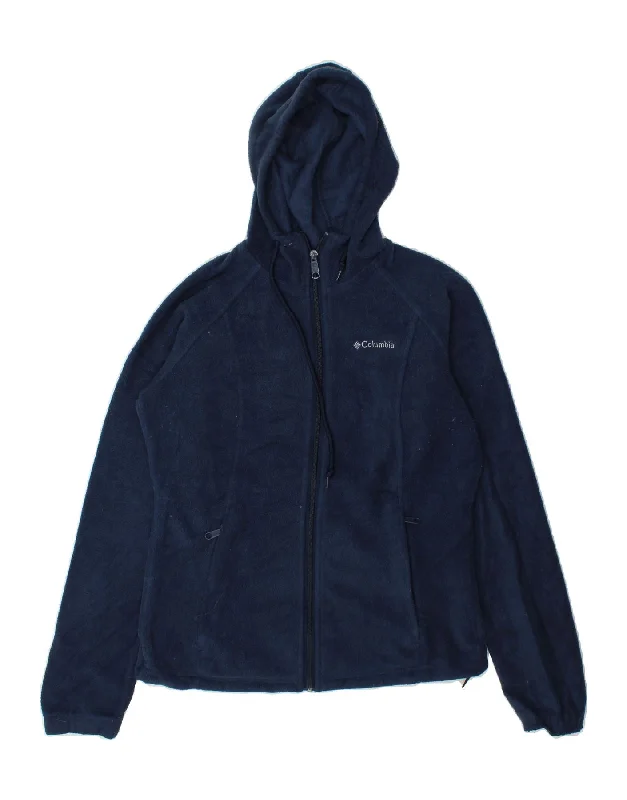 COLUMBIA Womens Hooded Fleece Jacket UK 10 Small Navy Blue Polyester Snapped Jacket Toggled Jacket Drawstring Jacket COLUMBIA Womens Hooded Fleece Jacket UK 10 Small Navy Blue Polyester Snapped Jacket Toggled Jacket Drawstring Jacket
