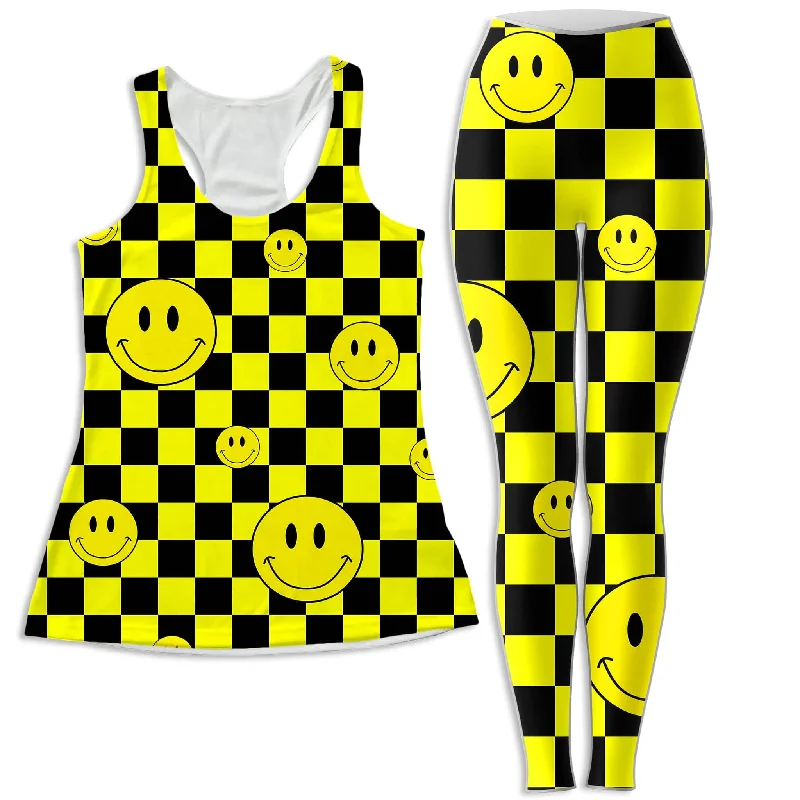 Smile Checkerboard Women's Tank and Leggings Combo flirty tank top