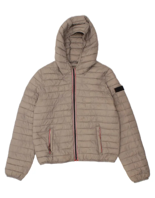 RIFLE Womens Hooded Padded Jacket UK 10 Small Grey Polyamide Snapped Jacket Toggled Jacket Drawstring Jacket RIFLE Womens Hooded Padded Jacket UK 10 Small Grey Polyamide Snapped Jacket Toggled Jacket Drawstring Jacket