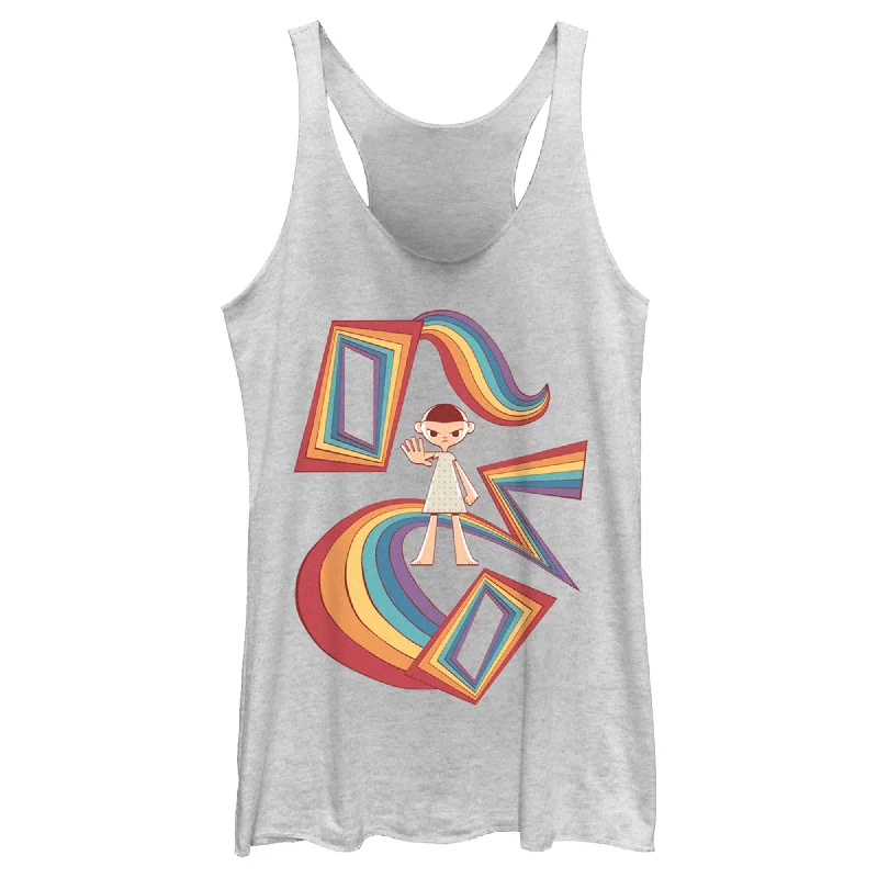 Women's Stranger Things Eleven Rainbow Cartoon Dream Racerback Tank Top rhinestone tank top Women's Stranger Things Eleven Rainbow Cartoon Dream Racerback Tank Top rhinestone tank top