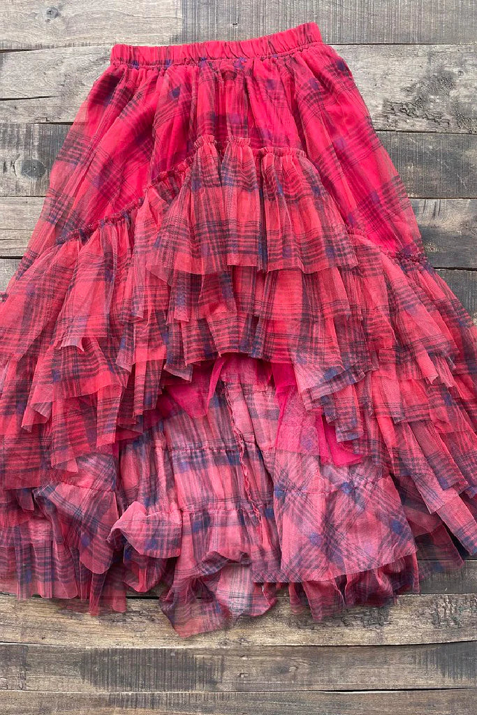 Ruffle it Up Skirt Red! silk skirt luxurious