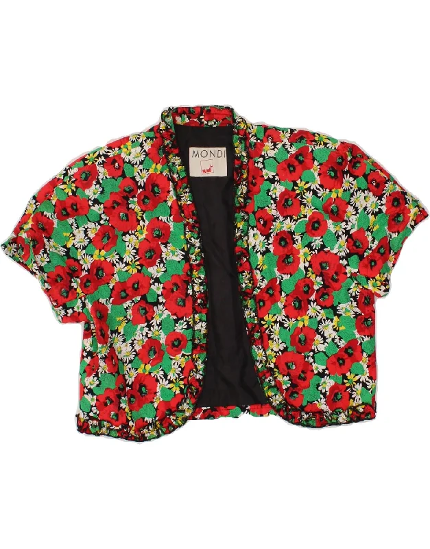 MONDI Womens Bolero Jacket UK 12 Medium Multicoloured Floral Stand-Up Collar Roll-Neck Collar Turtle Neck MONDI Womens Bolero Jacket UK 12 Medium Multicoloured Floral Stand-Up Collar Roll-Neck Collar Turtle Neck