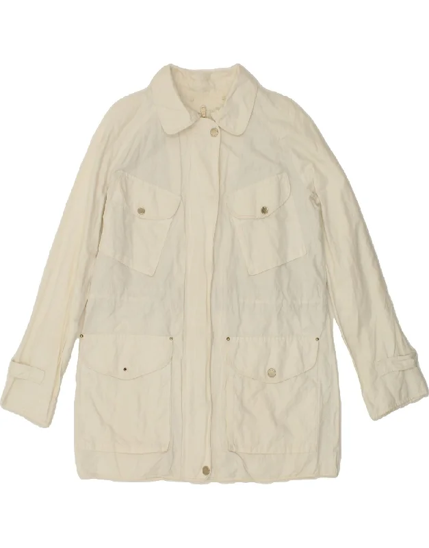 MASSIMO DUTTI Womens Utility Jacket UK 14 Medium Off White Cotton Collared Jacket Crew Neck Jacket Turtle Neck Jacket MASSIMO DUTTI Womens Utility Jacket UK 14 Medium Off White Cotton Collared Jacket Crew Neck Jacket Turtle Neck Jacket