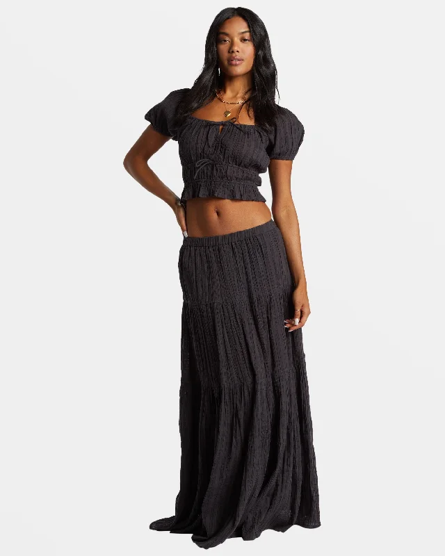 Ditsy Dreams Skirt - Black Sands relaxed fit skirt