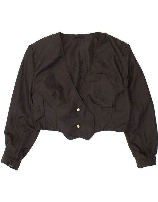 VINTAGE Womens 3/4 Sleeve Bolero Jacket UK 14 Medium Black Nylon Jacket Polyester Jacket Spandex Jacket VINTAGE Womens 3/4 Sleeve Bolero Jacket UK 14 Medium Black Nylon Jacket Polyester Jacket Spandex Jacket
