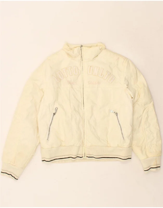 LOTTO Womens Graphic Padded Jacket UK 6 XS Off White Quilted Jacket Puffer Jacket Insulated Jacket LOTTO Womens Graphic Padded Jacket UK 6 XS Off White Quilted Jacket Puffer Jacket Insulated Jacket