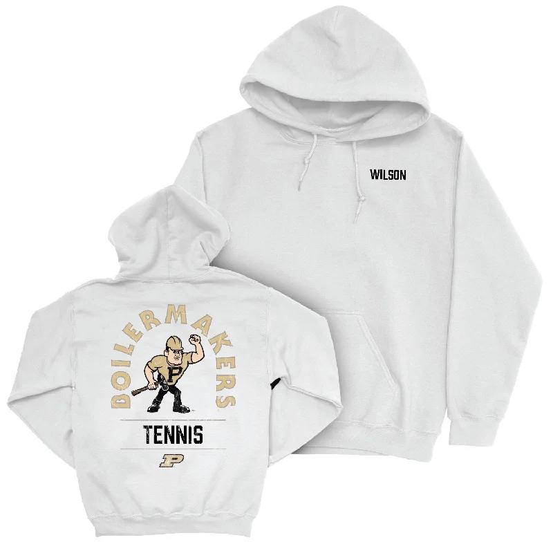 Women's Tennis White Mascot Hoodie - Ashlie Wilson Hoodie with Elastic Cuffs Stretchable Comfortable