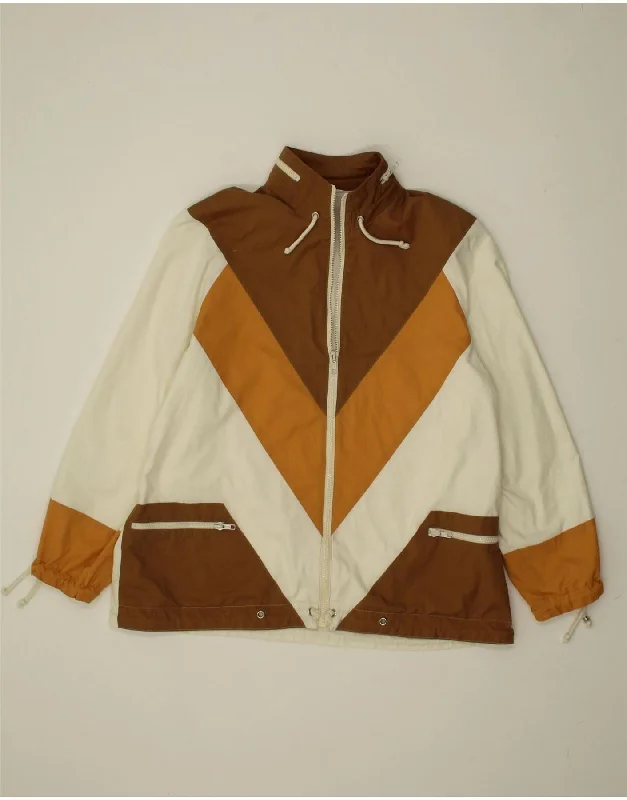 VINTAGE Womens Rain Jacket EU 38 Medium Brown Colourblock Polyester Nylon Jacket Polyester Jacket Spandex Jacket VINTAGE Womens Rain Jacket EU 38 Medium Brown Colourblock Polyester Nylon Jacket Polyester Jacket Spandex Jacket