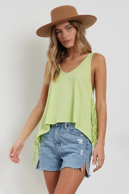 LAYLA FRINGE TANK - (FINAL SALE) mint tank top