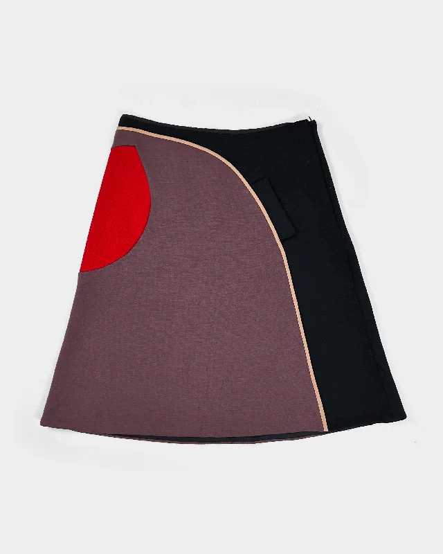 Marni Color Block Double Layer Skirt 2000's wool skirt breathable