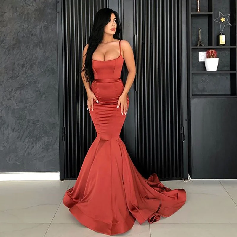 Spaghetti Straps Backless Satin Mermaid Sleeveless Long Prom Dresses, FC1430 Tunics Essential wardrobe Spaghetti Straps Backless Satin Mermaid Sleeveless Long Prom Dresses, FC1430 Tunics Essential wardrobe