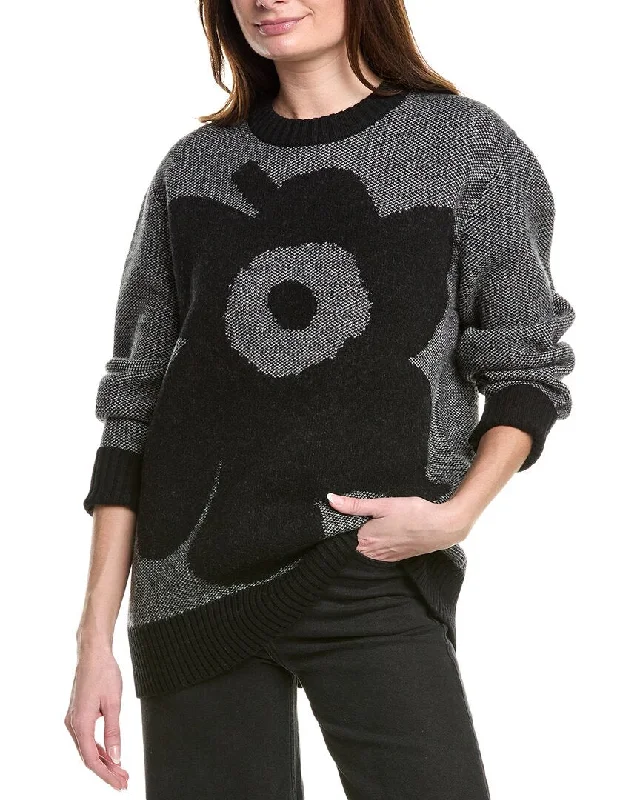 Marimekko Pehmyt Wool Sweater Notch Collar Peter Pan Collar Cowl Neck