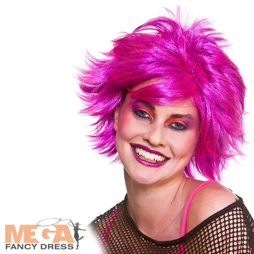 Ladies Pink 80s Chic Wig 1980s Punk Rocker Fancy Dress Costume Accessory Tunics Chinos classic Ladies Pink 80s Chic Wig 1980s Punk Rocker Fancy Dress Costume Accessory Tunics Chinos classic