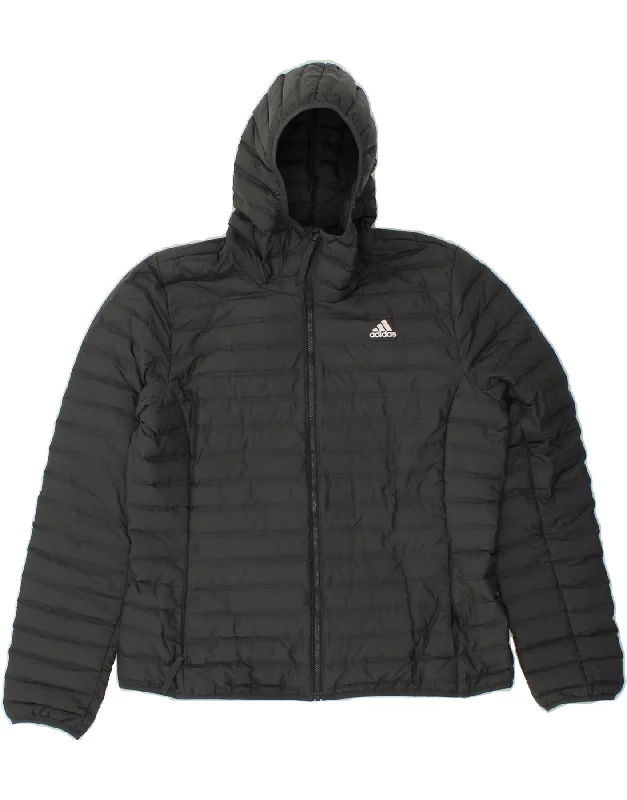 ADIDAS Womens Hooded Padded Jacket UK 14/16 Large Black Polyester Rayon Fabric Velvet Fabric Corduroy Fabric ADIDAS Womens Hooded Padded Jacket UK 14/16 Large Black Polyester Rayon Fabric Velvet Fabric Corduroy Fabric