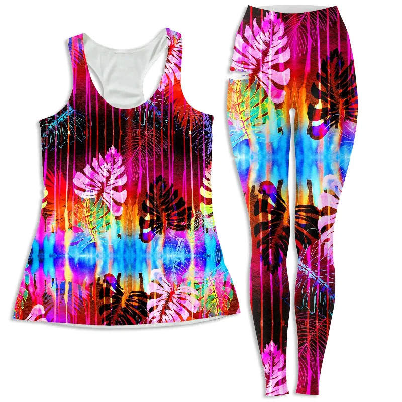 Fluorescent Jungle Women's Tank and Leggings Combo v-neck tank top