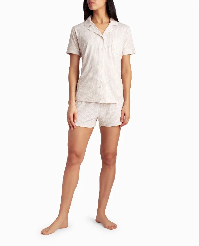 Nicole Miller Peached Jersey Shirt And Short Two-Piece Sleepwear Set Silver Jersey Tee Nicole Miller Peached Jersey Shirt And Short Two-Piece Sleepwear Set Silver Jersey Tee