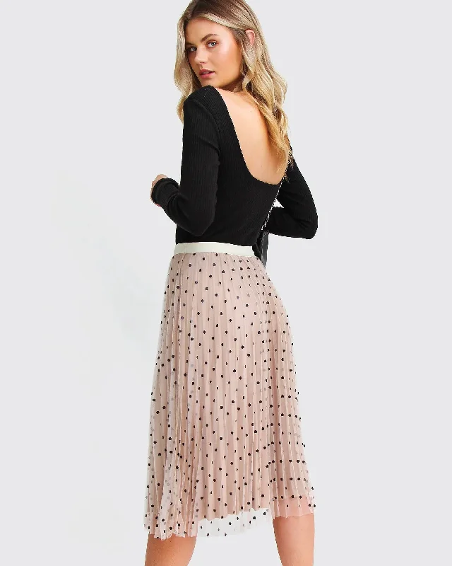 Mixed Feeling Reversible Skirt - Beige wool skirt breathable