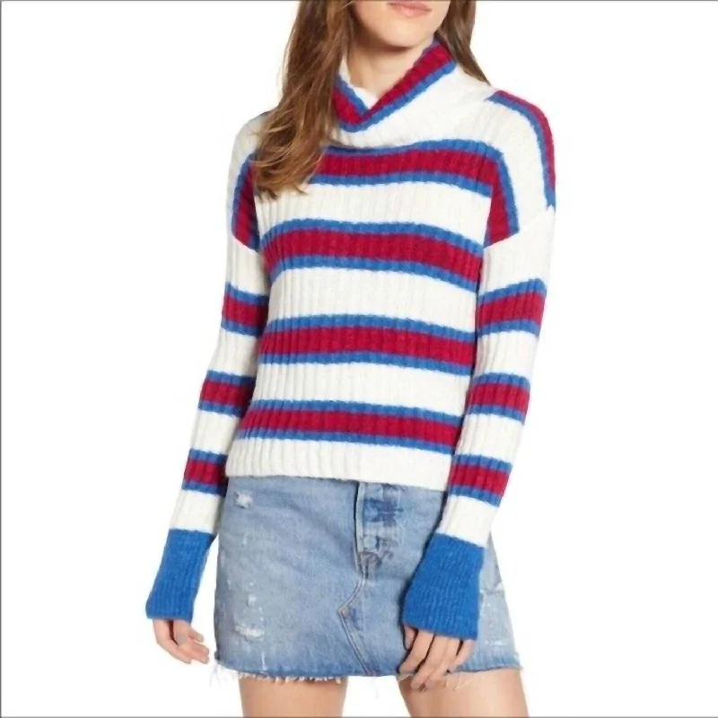 Cozy Knit Stripe Long Sleeve Sweater In Multicolor Layered Multi-layer Single Layer