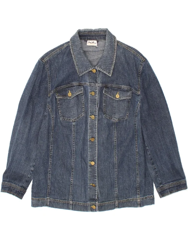 VINTAGE Womens Denim Jacket UK 22 3XL Blue Cotton Belted Jacket Elasticated Jacket Padded Jacket VINTAGE Womens Denim Jacket UK 22 3XL Blue Cotton Belted Jacket Elasticated Jacket Padded Jacket