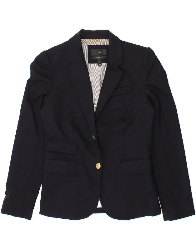 J. CREW Womens Schoolboy 2 Button Blazer Jacket US 0 XS Navy Blue Wool Lace Jacket Ribbed Jacket Sequined Jacket