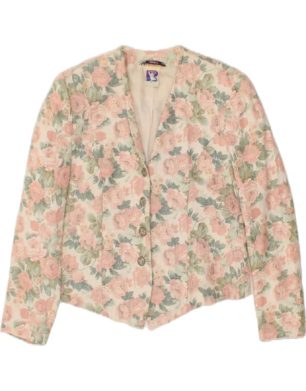 YESSICA Womens 4 Button Blazer Jacket EU 40 Medium Pink Floral Jersey Jacket Tulle Jacket Batik Jacket YESSICA Womens 4 Button Blazer Jacket EU 40 Medium Pink Floral Jersey Jacket Tulle Jacket Batik Jacket