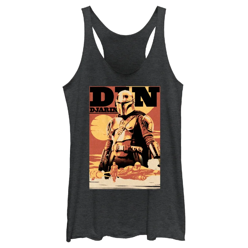 Women's Star Wars: The Book of Boba Fett Din Djarin Poster Racerback Tank Top strappy tank top Women's Star Wars: The Book of Boba Fett Din Djarin Poster Racerback Tank Top strappy tank top