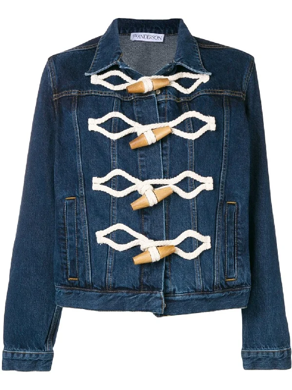 toggle denim jacket Denim Fabric Leather Fabric Suede Fabric
