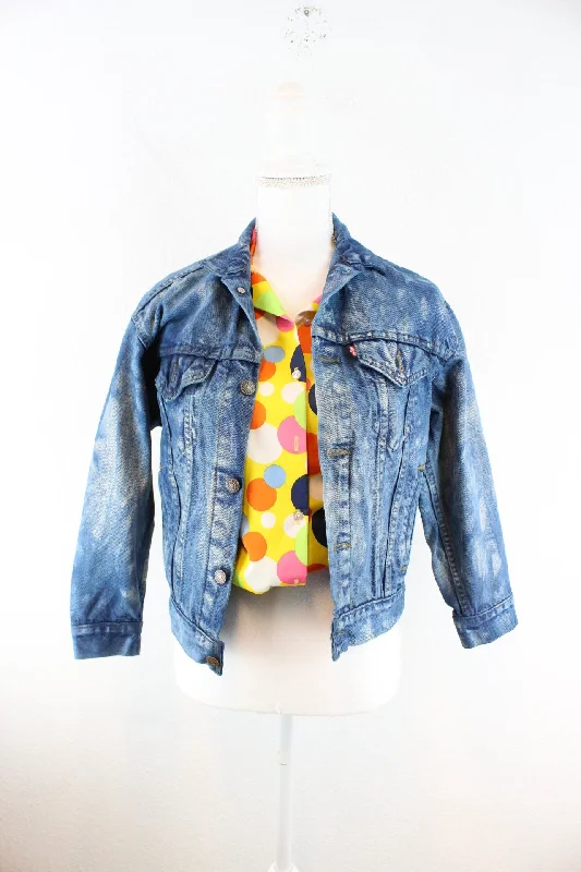 Vintage Levis Batik Denim Jeans Jacket (M) Satin Jacket Silk Jacket Chiffon Jacket